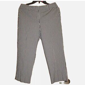 Talbots 6 Black & White Check Capri Pants Stretch Cotton Regular Fit High Waist